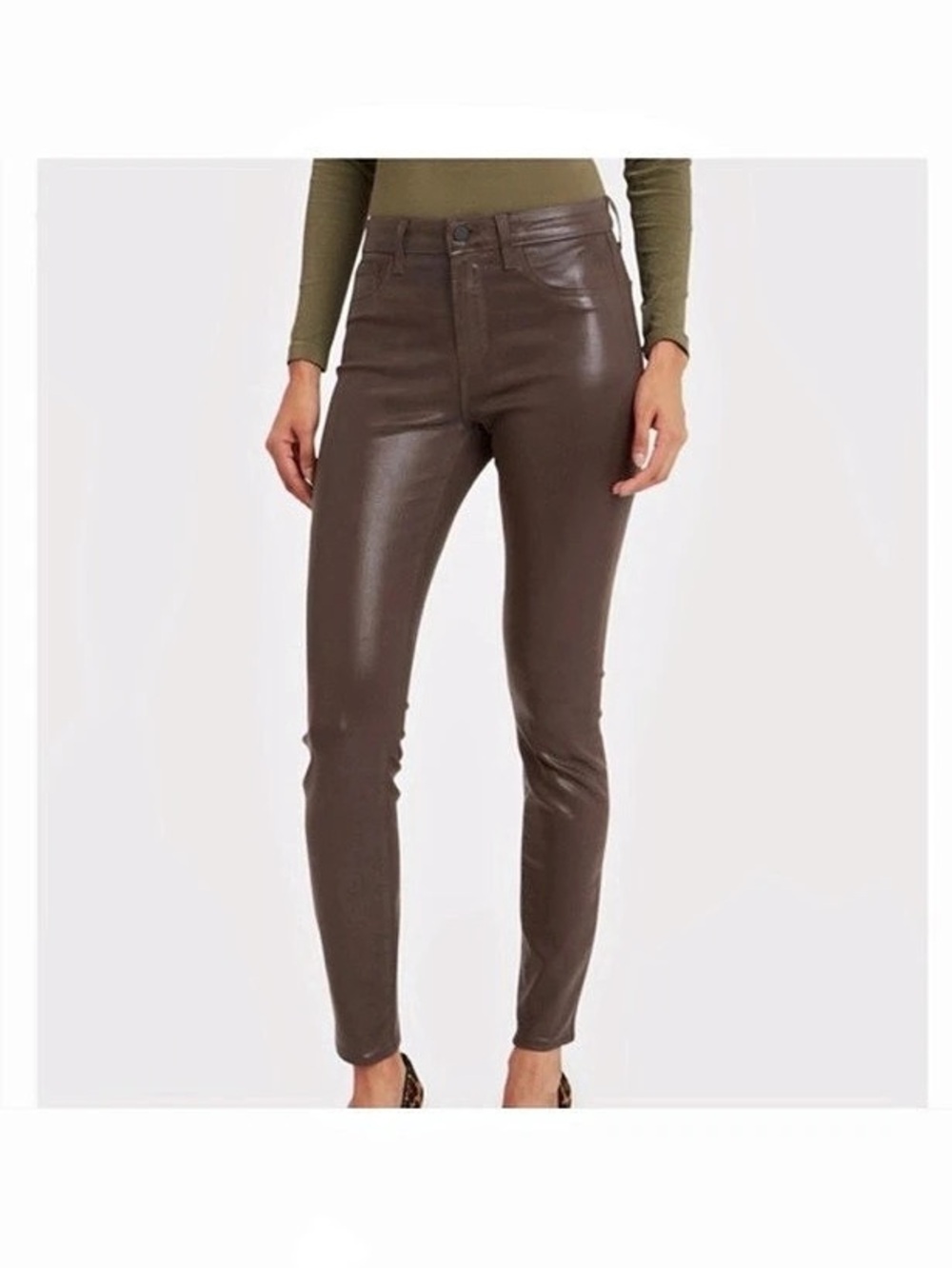 L’agence brown Marguerite Skinny Coated Jeans Brown Skinny Pants